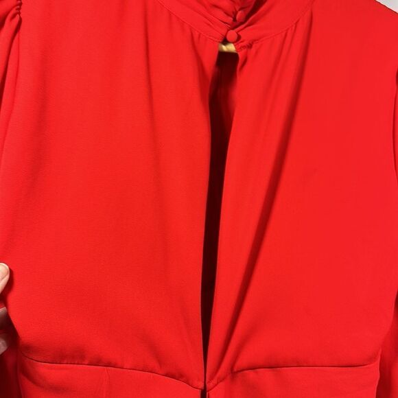 NEW YORK & COMPANY GABRIELLE UNION Women's Cut Out Mock Neck Blouse Red Small - Picture 8 of 16